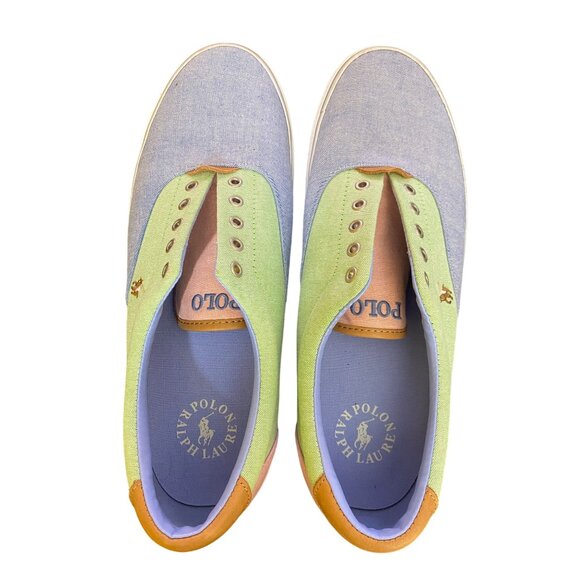 Ralph Lauren Polo Thorton III Mens Oxford Sneakers Size 13D Blue/Green Preppy - Picture 1 of 8